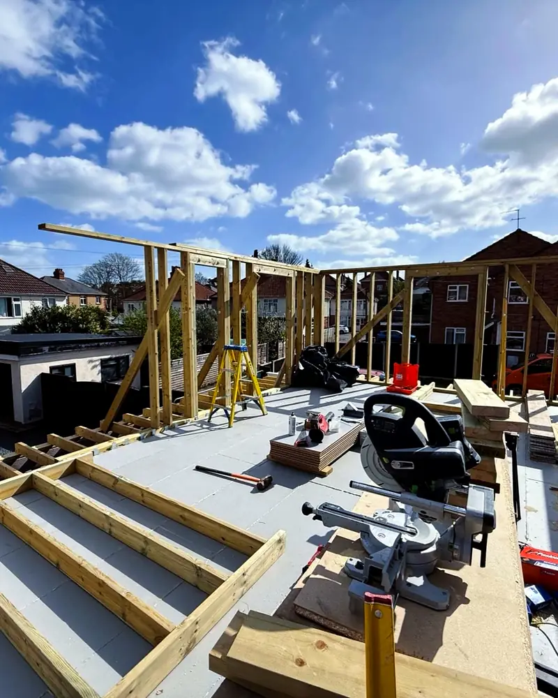 Timber frame going up